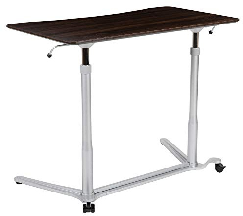 Flash Furniture Merritt Sit-Down, Stand-Up Dark Wood Grain Computer Ergonomic Desk with 37.375 W Top (Adjustable Range 29 - 40.75)