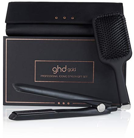ghd gold gift set, styler gold con spazzola Paddle e astuccio-tappetino termoresistente