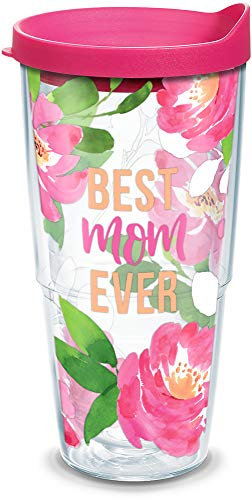 Tervis Bicchiere termico con scritta Best Mom Ever, motivo floreale, 680,4 g, trasparente – Tritan