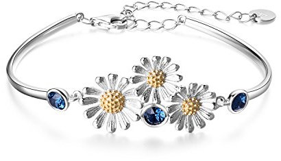 YAFEINI Gänseblümchen Armband für Frauen 925 Sterling Silber Gänseblümchen Armband Schmuck für Mädchen Geschenk