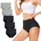 TUUHAW Unterhosen Damen Unterwäsche 5er Pack Slip Miederhose Baumwolle Hoher Taille Atmungsaktive Schwarz Grau_M