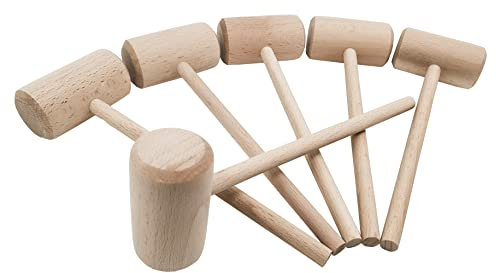 BSANG Mazo de langosta grande de madera de 8 pulgadas, martillos de mariscos, mariscos de mariscos, martillo de madera para chocolate, camisetas de golf, martillo de corazón rompible, madera de haya