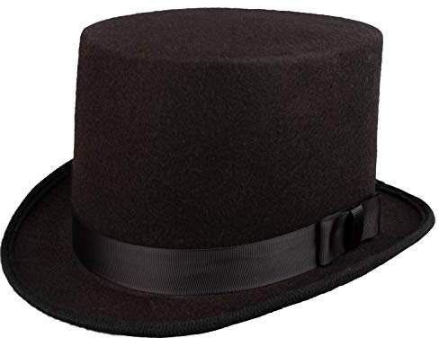 Plitsch Platsch Zylinder Hut für Erwachsene, Byron, Zylinder, Kopfbedeckung, Accessoire, Motto Party, Karneval, Zirkus, Geburtstag, Zauberer (schwarz (matt), 57 cm)