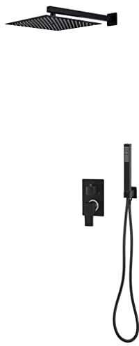 vidaXL Duschsystem Duschset Regendusche Duscharmatur Brausegarnitur Duschgarnitur Duschkopf Handbrause Duscharm Edelstahl 201 Schwarz