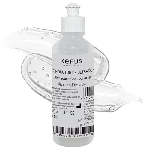 Gel conductor ultrasonidos, radiofrecuencia facial, corporal indicado para depiladora laser, depiladora luz pulsada, electro estimulador muscular, escuchar latido fetal, luz pulsada depilación 250ML
