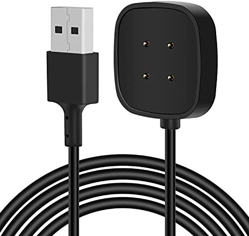 Bicmice 1M Ladegerät Kompatibel mit Fitbit Sense Versa 3 Ladekabel Smartwatch USB Magnetisches Ladestation 1 Pack - Schwarz