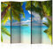 murando Akusticher Raumteiler Landschaft 225x172 cm beidseitig auf Vlies-Leinwand Bedruckt Trennwand Spanische Wand Sichtschutz Raumtrenner Design Ozean Palmen Insel Himmel c-A-0119-z-c