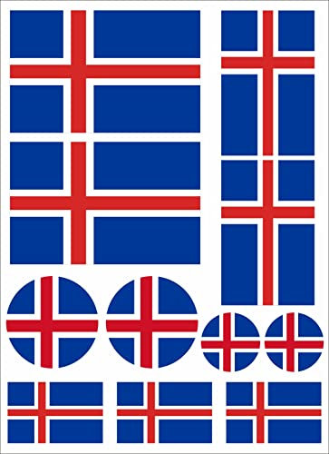 Nation Island Flaggen Fahne Set 11 Stück Aufkleber selbstklebend Sticker - FS