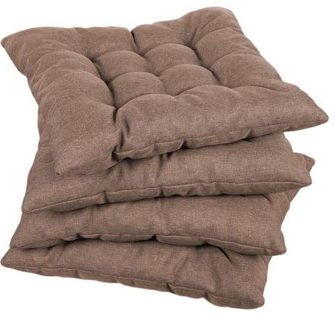 Gutekissen® Stuhlkissen gesteppt Quadrat Polsterauflage Auflage für Stühle/Bänke für Haus und Garten Sitzauflage Gartenkissen Sitzkissen viele Farben (45x45, Hellbraun, 4)