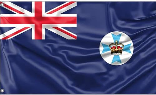 Flagge von Queensland, Australien, einzigartiger Designdruck, hergestellt in der EU (90 x 150 cm)