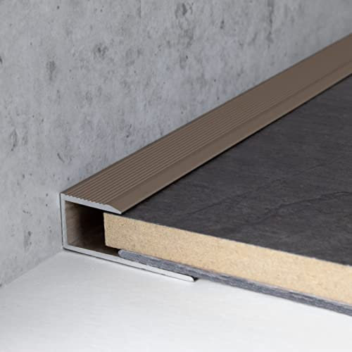 Profilo in alluminio, bronzo scuro, larghezza 15,6 mm, lunghezza 2700 mm, con viti e tasselli, profilo di bordatura, 1 pezzo