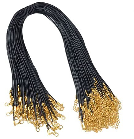 Bemvp Braided Leather Cord 20pcs Wax Cord Necklaces Chain Necklace Chain with Gold Lobster for Diy Jewelry Accessories