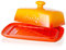 Grand Beurrier en Porcelaine, Candiicap Boîte à Beurre, Garde-Beurre Classique avec Couvercle, Conteneur de Beurre pour Tous les Types de Beurre, Lave-vaisselle(Orange Tropicale)