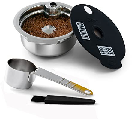 HAILASRE acier inoxydable dosettes Tas simo réutilisables avec code-barres lisible Filtre à capsules de café rechargeables pour machine Tas simo (200ml)