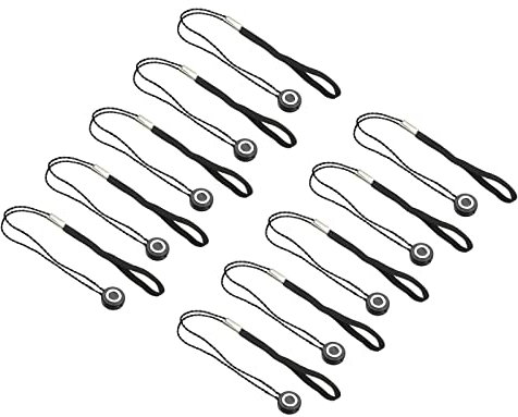 PATIKIL Camera Lens Cap Leash, 10Pcs Nylon Elastic Adhesive Cap Cover String Cord Keeper Holder for Outdoor Photography Camera Preventing Lost, Black