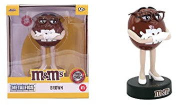 Jada Toys M&Ms Figur Brown (10 cm) - braune M&M`s Sammelfigur aus Metall mit Metallic-Lack, dekorativer Fanartikel für Sammler & Schokoladen-Liebhaber, Braun