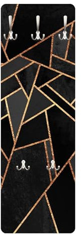 Bilderwelten Garderobe Abstrakt 105cm x 34cm Gold Dreiecke Modern Garderobenhaken Garderobenpaneel Flurgarderobe Flur-Möbel Wandgarderobe Holz