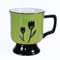Erkundpresso. Mug à Thé et Tasses à Café 400ml - Élégants Mug Vert - Avec Tulipes Peintes à la main,Accessoire Cadeaux pour Savourer vos Boissons Préférées