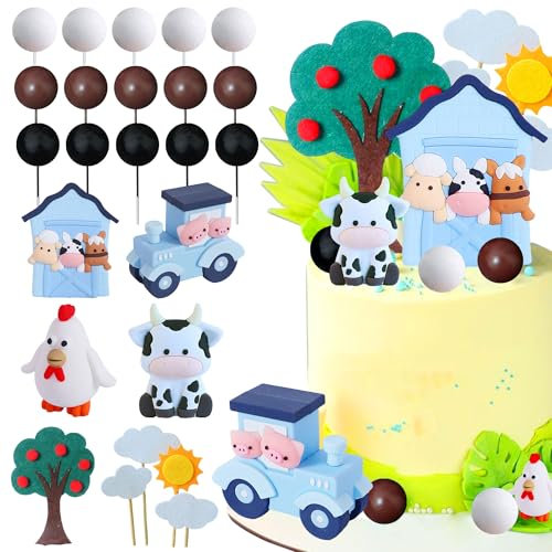 JeVenis Bauernhof Geburtstag Deko Farm Birthday Deko Bauernhof Kuchen Deko Bauernhof Tortendeko Kuh Geburtstag Schafe Birthday