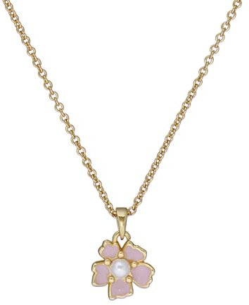 Ted Baker Petiies Painted Flower Anhänger Halskette für Frauen (Goldton/Hellrosa & Perle)