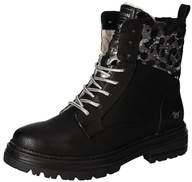 MUSTANG 1404605 9 Damen Schnürboot Textil/Synthetik schwarz schwarz