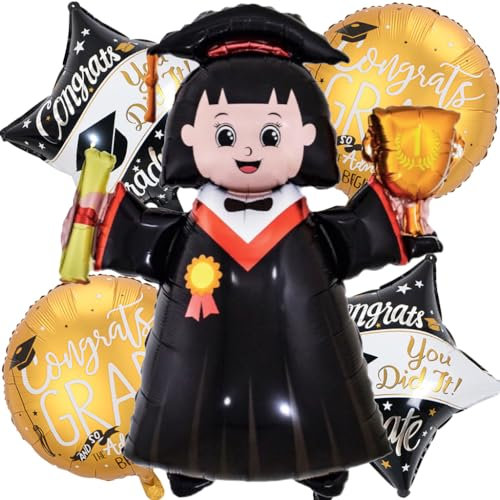 Kawailay 5 Stück Abschluss Luftballon Frau Abschluss Party Folienballon Prüfung Bestanden Deko Ballons Bachelor Luftballons für Uni Party Abi Feier - Stil 2