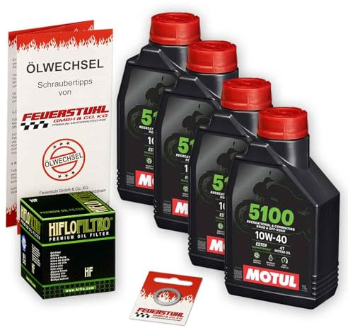 Öl & Ölfilter für Honda CBF 600, 2004-2007 (PC38), Ölwechsel Set 10W-40 ESTER Motoröl + HiFlo Filter + Dichtring(e)