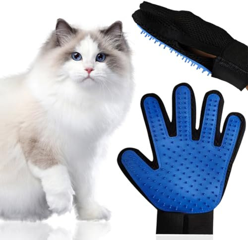 1 Paar Haustier Fellpflegehandschuh, Haustierpflege-Handschuh aus Silikon für Hunde und Katzen, Bürste und Waschlappen in einem, Ideal für Entfernung von losen Haaren, Baden und Massage