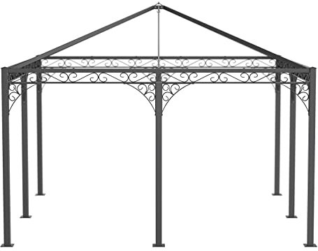 ELEO Pavillon Palermo anthrazit - eckig 4x4 m Gartenpavillon für draußen Schmiedeeisen dekorativ - Gartenlaube Metall stabil rostfrei pulverbeschichtet - für den Garten Winterfest