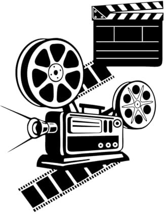 Wandtattoo Filmrolle mit Filmkamera, Vinyl, Kinodekoration, Filmprojektor, Wandkunst, Poster-S-33x42cm-Black