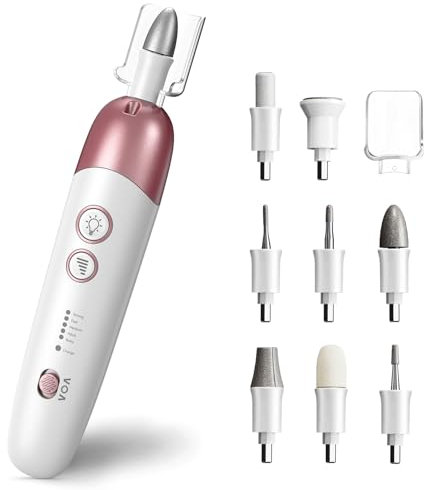 Vexloria Electric Nail File, Professional Nail Drill, Electric Manicure Pedicure Set with 8 Drill Bits, 5 Modes Adjustable Nail Drill, Electric Nail File Set for Gel/Acrylic Nails (White)