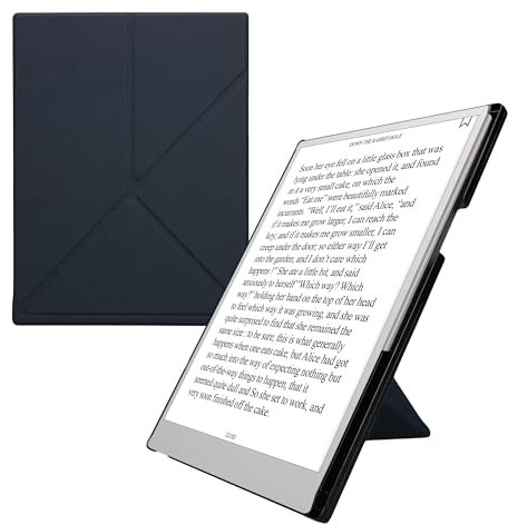 kwmobile Custodia Compatibile con Remarkable Paper Pro Cover - Case Tablet Grafico in Pelle PU - con Stand e Porta Penna - blu scuro