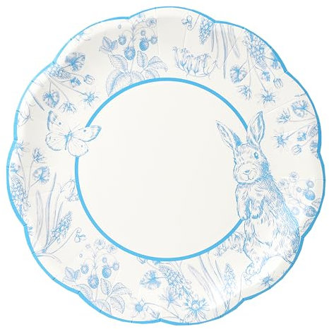 Talking Tables 10 x Paper Plates, Disposable Blue and White Tableware for Kids, Boys, Girls, Adults, Easter, 1st Birthday, Baby Shower, BBQ, Tea Party, Home Recyclable, 23 cm