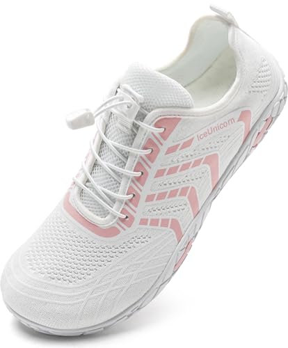 IceUnicorn Barfuss Schuhe Damen Fitnessschuhe Wasserschuhe Herren Strandschuhe Leichte Atmungsaktiv Sommer(Linie Rose,41EU)