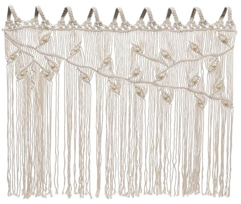 TAPMING Tenda in stile boho, stile vintage, decorazione da parete boho, per divisori, tende da finestra, per interni, beige