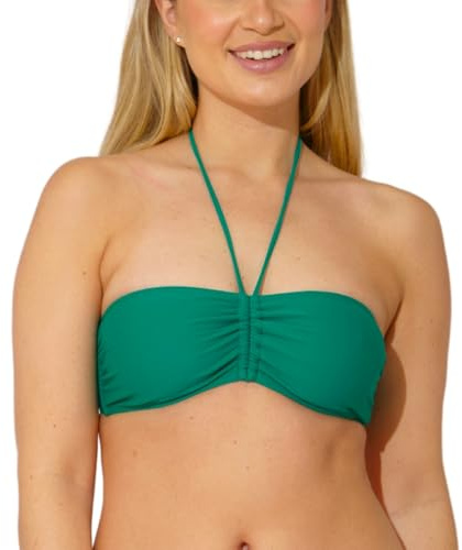 Scuba Ladies Swimwear Women's Strapless Bandeau Bikini Top Mix & Match Plain Print Non-Wired UK Seller - Green - Size 20