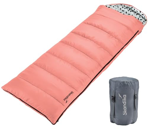 Skandika Deckenschlafsack Iceland Single | Schlafsack Outdoor für Erwachsene, 3 Jahreszeiten mit Baumwolle, 220 x 80 cm, als Doppelschlafsack nutzbar, Camping Schlafsack XXL, Schlafsäcke Erwachsene