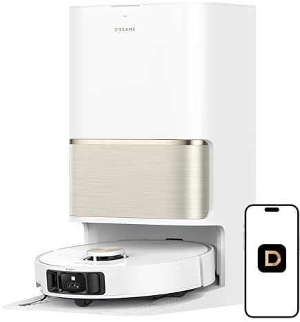 DREAME Aspiradora y fregona L50 Ultra Robot con vaciado automático y fregona autolimpiante, evita obstáculos precisos, succión de 19,500 Pa, HyperStream Detangling DuoBrush, blanco