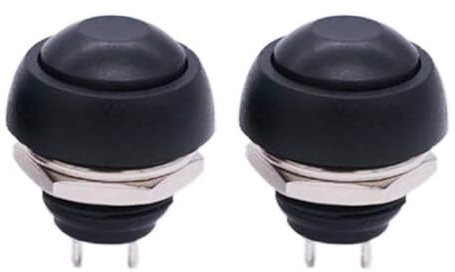 Powice 2X 12mm Wasserdicht Schalter Kugelkopf Rund,Druckschalter,Momentan Taster Schalter 3A/6V/12V/125V/230V Geeignet für Hupen, Autoklingeln, Autos usw (überstehend)