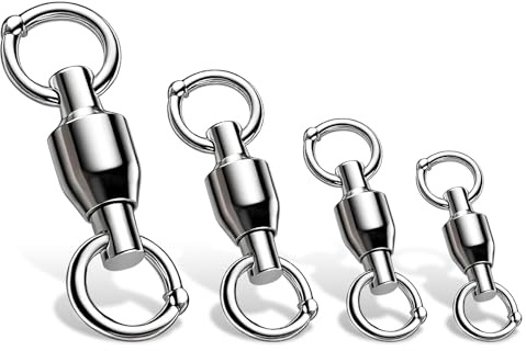 VEPEPE 30 Pcs 0# Ball Bearing Fishing Swivels, Fishing Accessories Anti-tangle Barrel Swivel Connector with Strong Welded Ring, Fishing Terminal Tackle for Deep Sea Corrosion Resistance