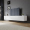 SIRHONA Meuble TV Blanc, Meuble Tele Peut être Suspendu ou Posé au Sol, 2 Placards avec Portes, Super Espace de Rangement, 180x40x30cm, Convient pour Salon ou Chambre