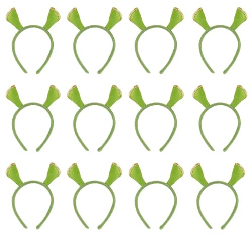 Ogre Ears Serre-tête Vert - Lot de 12 Oreilles d'Alien Cosplay Accessoire de Costume pour Tenue Ogre, Halloween, Déguisements & Party Tenues - Unisexe Taille Unique