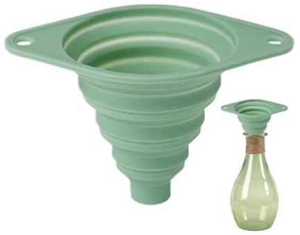 Collapsible Silicone Funnel Set, Small Kitchen Funnel for Filling Bottles & Containers, Durable Foldable Oil & Powder Transfer Fun-nel, Space-Saving Kitchen Gadgets & Accessories,Green