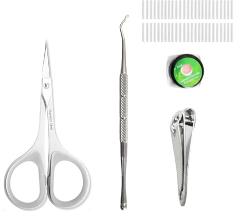 Ingrown Toenail Corrector Strips Set, 50 Pcs Ingrown Straightener Padding, with Toe Lifter, Nail Clippers and Small Scissors, Toenail Treatment Corrector Tool, Foot Care for Men Women