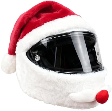 Weihnachtsmann Motorradhelm Überzug Plüsch, universeller Santa Helmbezug