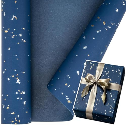 TOJUNE Rotolo di Carta da Regalo 43cm x 10m (Blu)