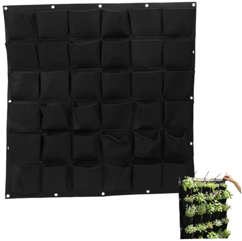 Peosaard Macetero Vertical, macetero de jardín Vertical con 36 Bolsillos, Pared Viva para Uso en Interiores y Exteriores, Bolsa de plantación de Tela no Tejida Gruesa (Negro, 39, 4 x 39, 4), jardín