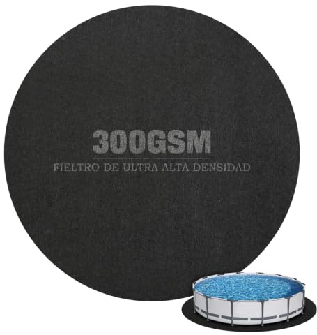 TIHOOK Lona redonda para piscina, 3,7 m/12 pies | Esterilla plegable para piscinas, resistente a los rayos UV y al desgarro, lona de protección del suelo para piscinas Easy