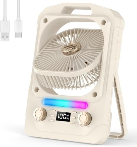 IERAKOR Tischventilator Leise mit Bluetooth, Akku Mini Ventilator 6000mAh