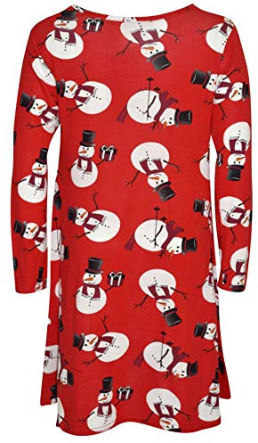 A2Z 4 Kids Girls Christmas Santa Print Swing Dress Long Sleeve 1-13Y | Soft Festive Outfit for Holiday Parties and Everyday Winter Wear